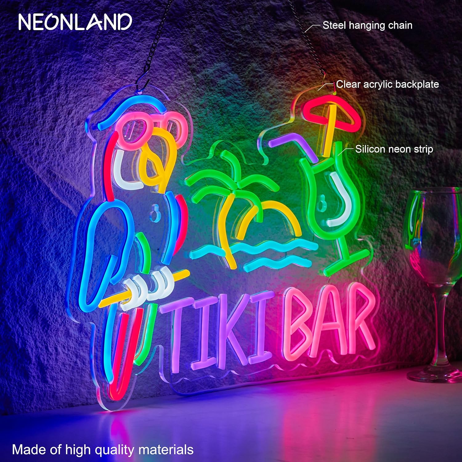 Tiki Bar Parrot Palm Tree Neon - Lighting Decoration In Bedroom 리뷰 및 가격