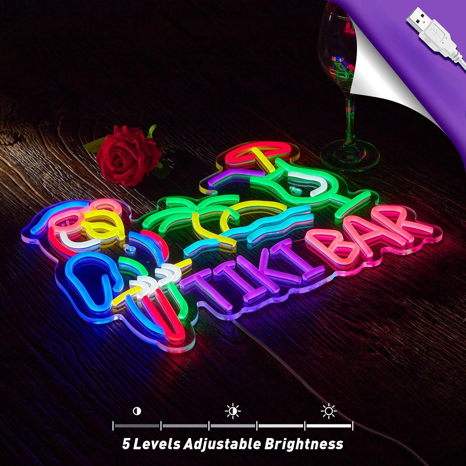 Tiki Bar Parrot Palm Tree Neon - Lighting Decoration In Bedroom 리뷰 및 가격