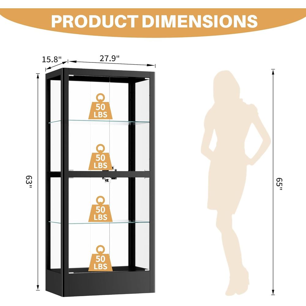4-Sided Lockable Glass Display - Lighting & Home Decor Studio Photos 리뷰 및 가격