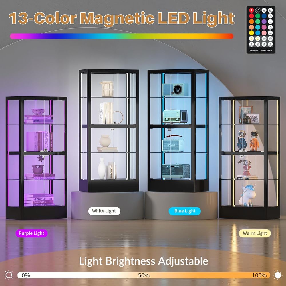 4-Sided Lockable Glass Display - Lighting & Home Decor Studio Photos 리뷰 및 가격