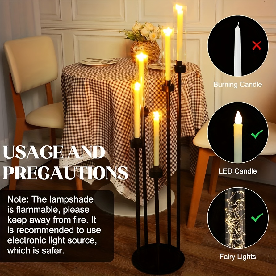 8 Sets Black 5-Arm Floor Cande - Candle Holder Set 리뷰 및 가격