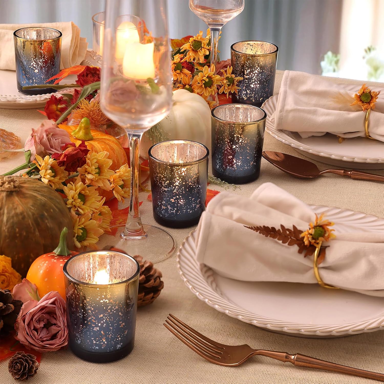 Navy Mercury Glass Tealight Ca - Candle Holder Set 리뷰 및 가격
