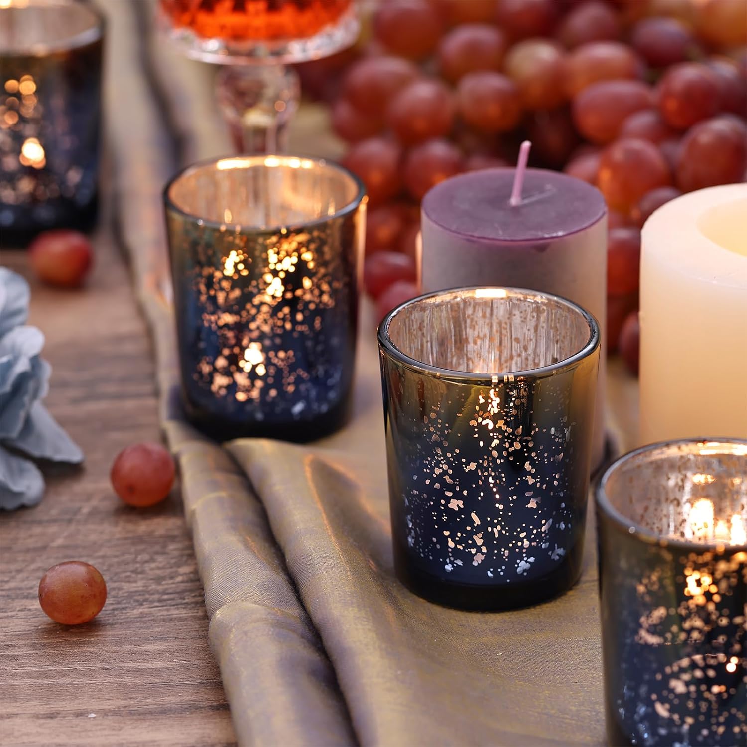 Navy Mercury Glass Tealight Ca - Candle Holder Set 리뷰 및 가격