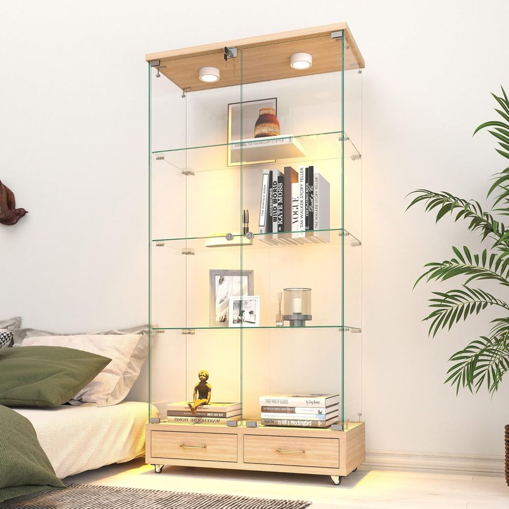 4-Tier Glass Cabinet with LED  - Lighting & Home Decor Studio Photos 리뷰 및 가격