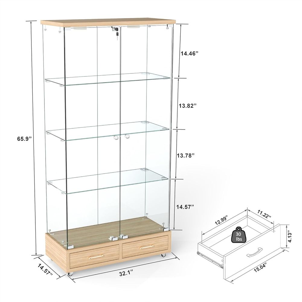4-Tier Glass Cabinet with LED  - Lighting & Home Decor Studio Photos 리뷰 및 가격