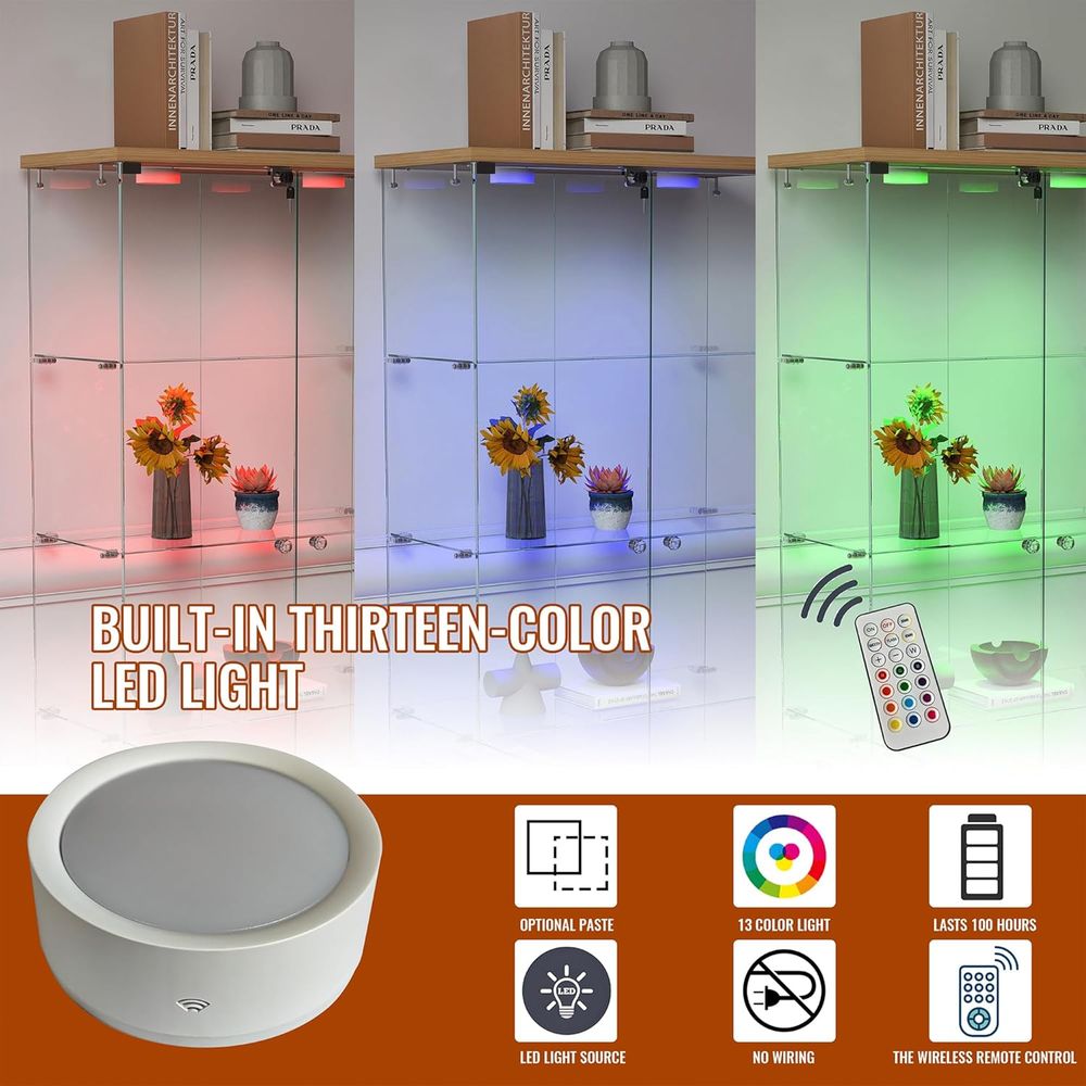 4-Tier Glass Cabinet with LED  - Lighting & Home Decor Studio Photos 리뷰 및 가격