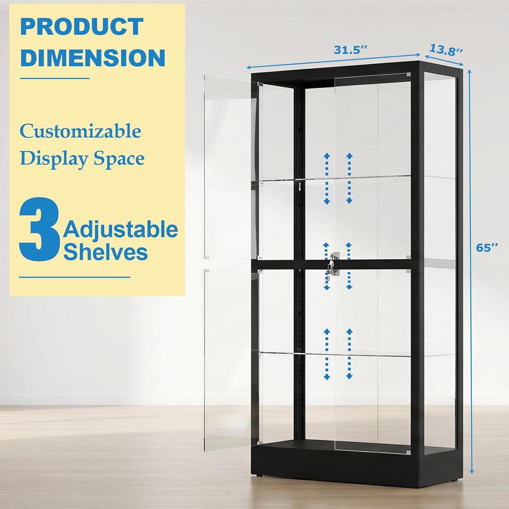 65 H 4-Tier Glass Display Cabi - Lighting & Home Decor Studio Photos 리뷰 및 가격