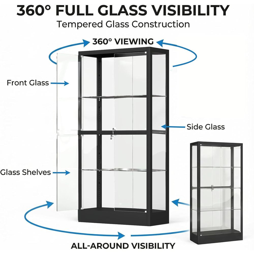 65 H 4-Tier Glass Display Cabi - Lighting & Home Decor Studio Photos 리뷰 및 가격