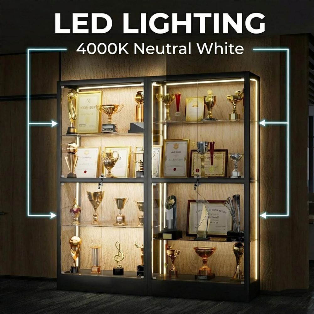 65 H 4-Tier Glass Display Cabi - Lighting & Home Decor Studio Photos 리뷰 및 가격