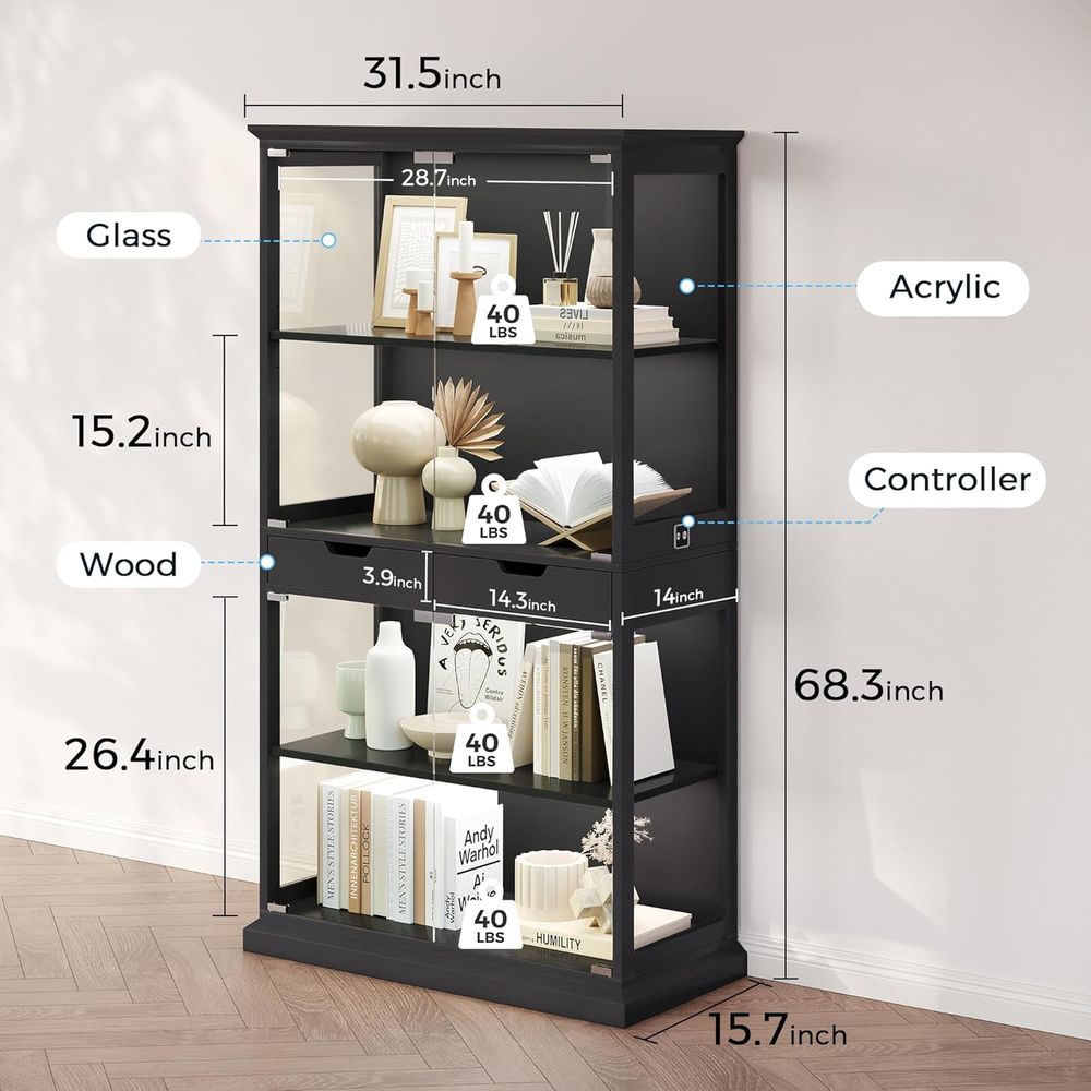 68 Tall Glass Display Cabinet  - Lighting & Home Decor Studio Photos 리뷰 및 가격