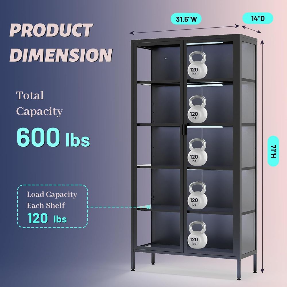 71 High Glass Curio Cabinet wi - Lighting & Home Decor Studio Photos 리뷰 및 가격