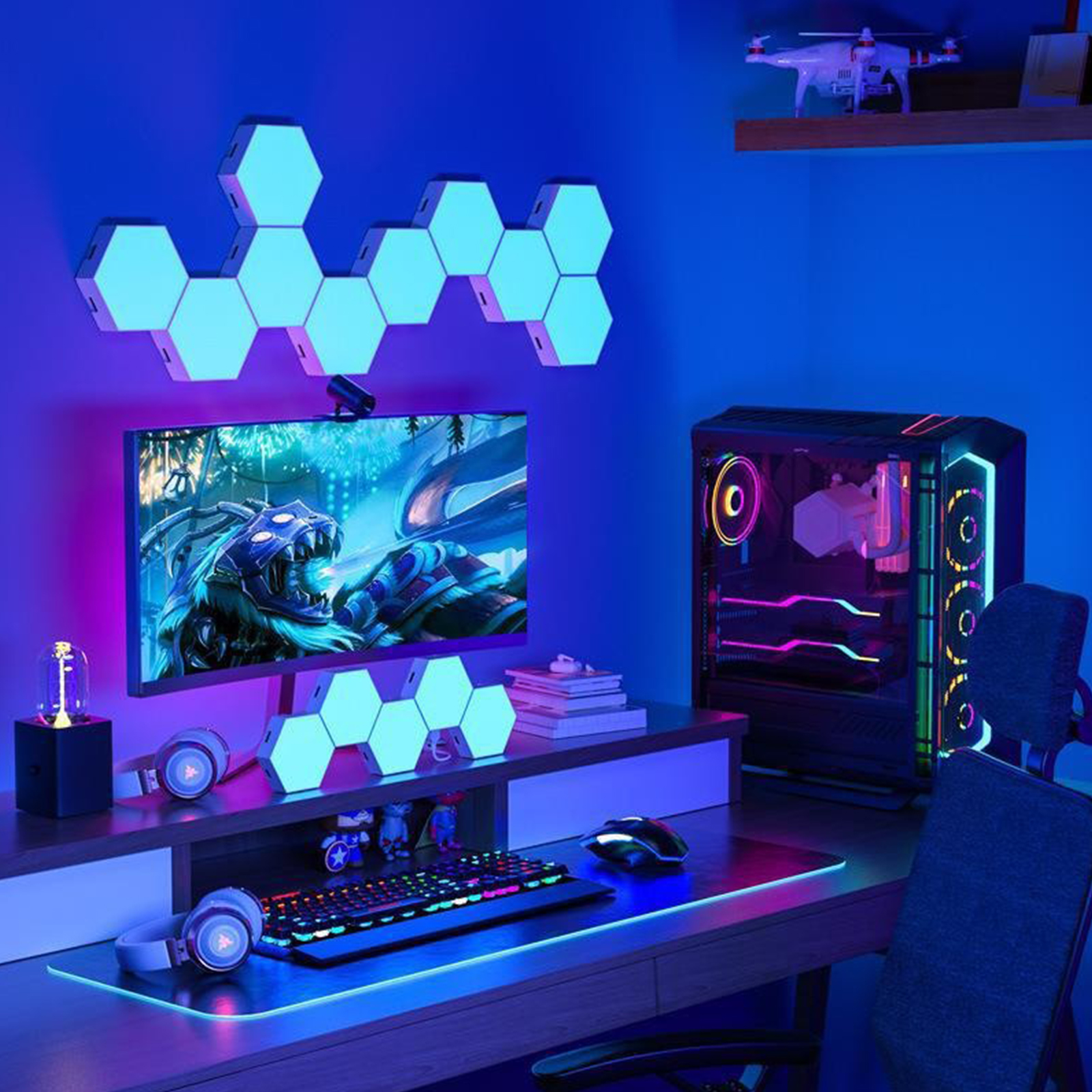 Remote control geometric hexag - Lighting Decoration In Bedroom 리뷰 및 가격